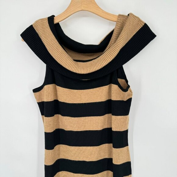Cache Cold Shoulder Sleeveless Cowl Neck Striped Sweater Tunic Size large - Picture 5 of 9
